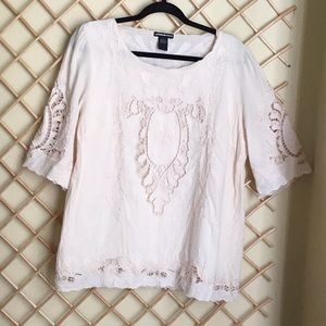 🐾 LAUREN MICHELLE Size L blouse, appliqué & cutout work